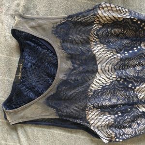 navy and cream lace dress